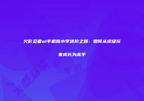 火影忍者ol手机版小李进阶之路：如何从初级玩家成长为高手