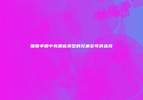 魔兽争霸中有哪些类型的兄弟会可供选择