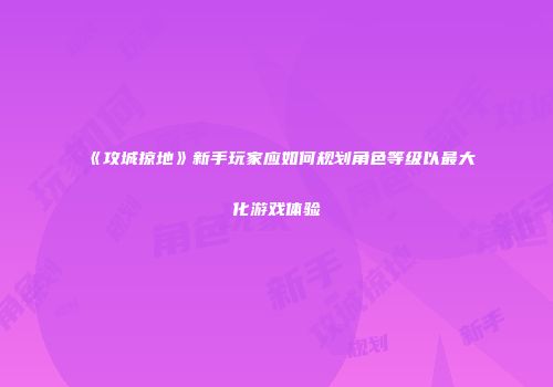 《攻城掠地》新手玩家应如何规划角色等级以最大化游戏体验