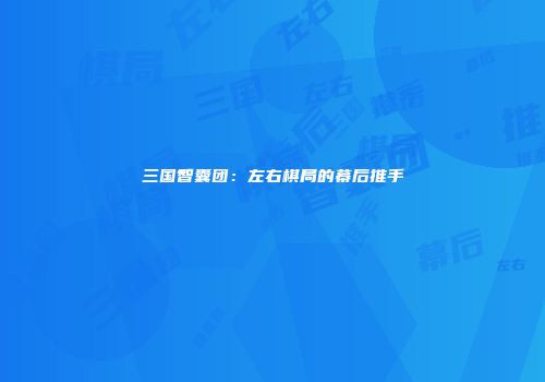 三国智囊团：左右棋局的幕后推手