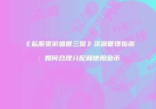 《私服页游盛世三国》资源管理指南：如何合理分配和使用金币