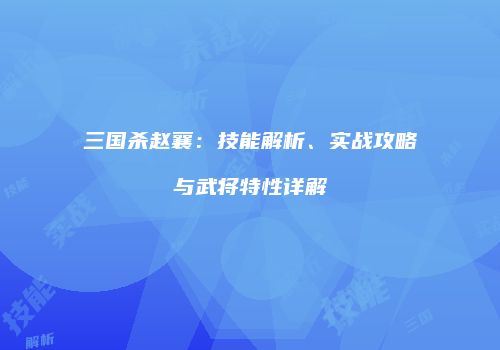 三国杀赵襄：技能解析、实战攻略与武将特性详解