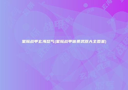 星际战甲玄海怒气(星际战甲信条武器大全图鉴)