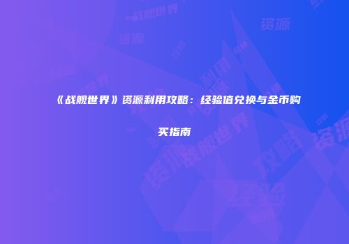 《战舰世界》资源利用攻略：经验值兑换与金币购买指南