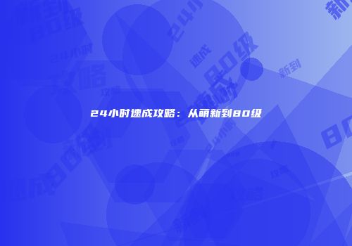 24小时速成攻略：从萌新到80级
