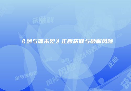 《剑与魂未见》正版获取与破解风险