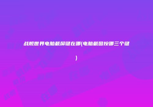 战舰世界电脑截屏键在哪(电脑截图按哪三个键)