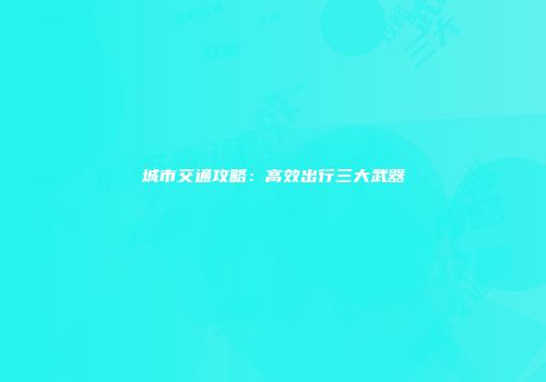 城市交通攻略：高效出行三大武器