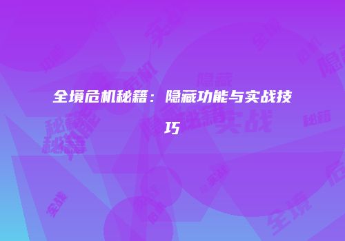 全境危机秘籍：隐藏功能与实战技巧