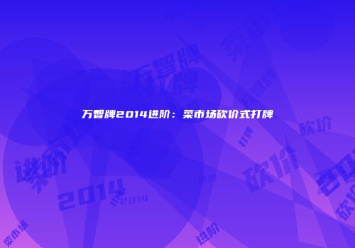 万智牌2014进阶：菜市场砍价式打牌