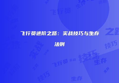 飞行员进阶之路：实战技巧与生存法则
