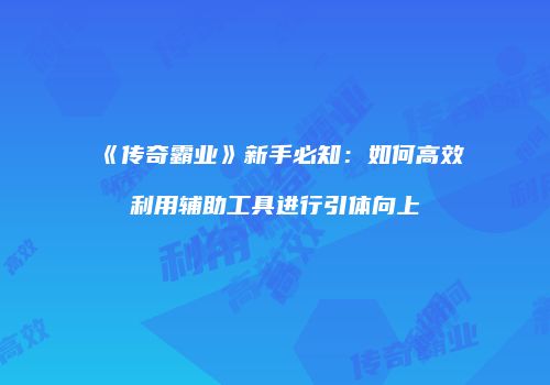 《传奇霸业》新手必知：如何高效利用辅助工具进行引体向上