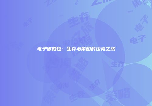 电子撒哈拉：生存与策略的沙海之旅