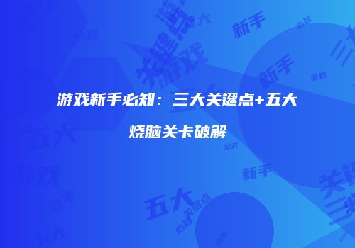 游戏新手必知：三大关键点+五大烧脑关卡破解