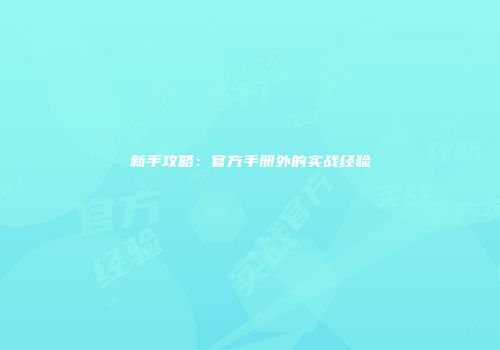 新手攻略：官方手册外的实战经验
