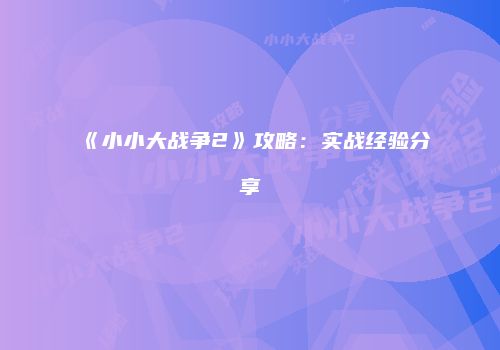 《小小大战争2》攻略：实战经验分享