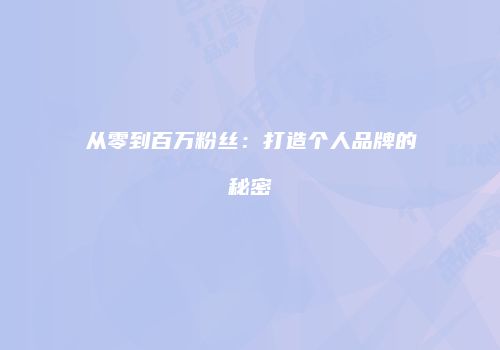 从零到百万粉丝：打造个人品牌的秘密