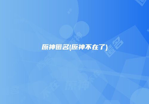 原神匿名(原神不在了)