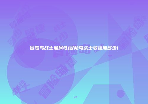 冒险岛战士加属性(冒险岛战士敏捷加多少)