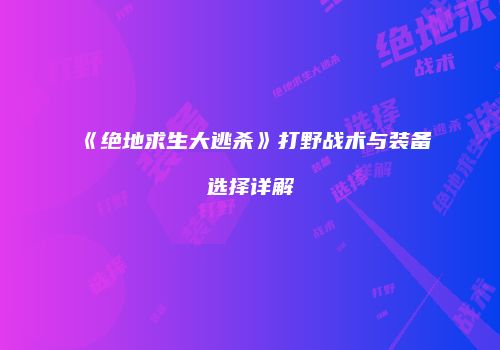 《绝地求生大逃杀》打野战术与装备选择详解