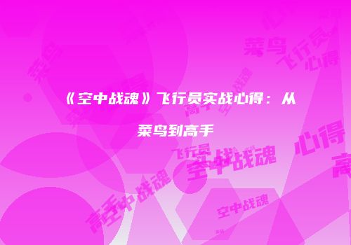 《空中战魂》飞行员实战心得：从菜鸟到高手