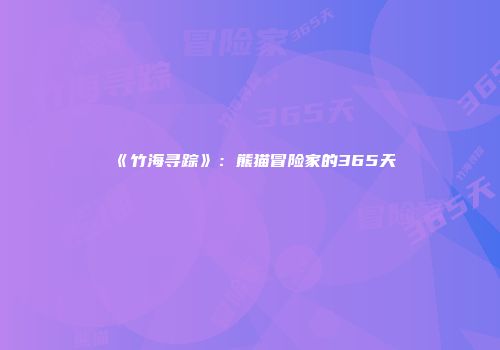 《竹海寻踪》：熊猫冒险家的365天