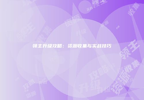 领主升级攻略：资源收集与实战技巧