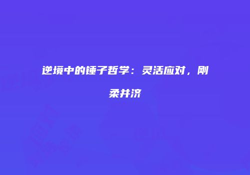 逆境中的锤子哲学：灵活应对，刚柔并济