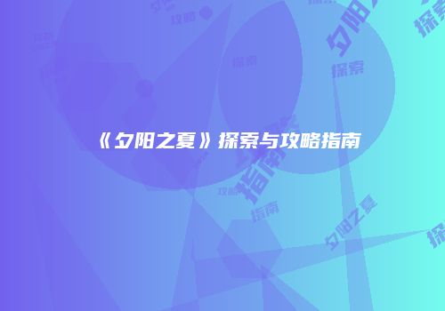 《夕阳之夏》探索与攻略指南
