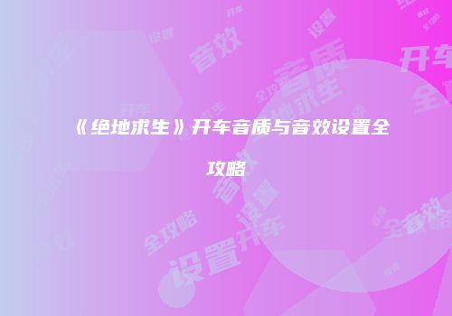 《绝地求生》开车音质与音效设置全攻略