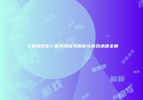 《绝地求生》服务器缩写解析与游戏术语全解