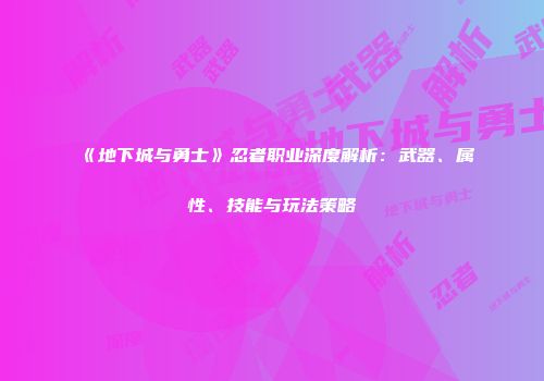 《地下城与勇士》忍者职业深度解析：武器、属性、技能与玩法策略