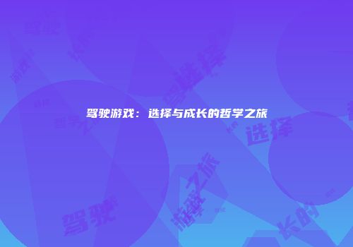 驾驶游戏：选择与成长的哲学之旅
