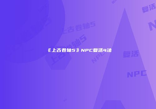 《上古卷轴5》NPC复活4法