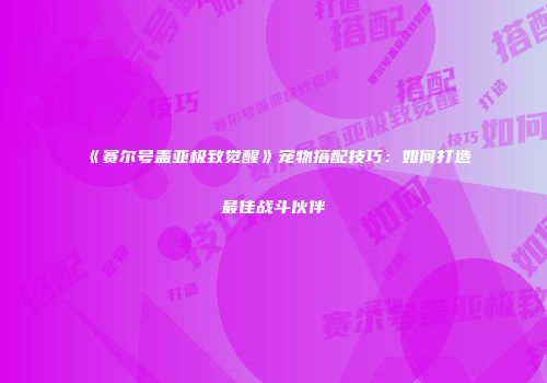 《赛尔号盖亚极致觉醒》宠物搭配技巧：如何打造最佳战斗伙伴