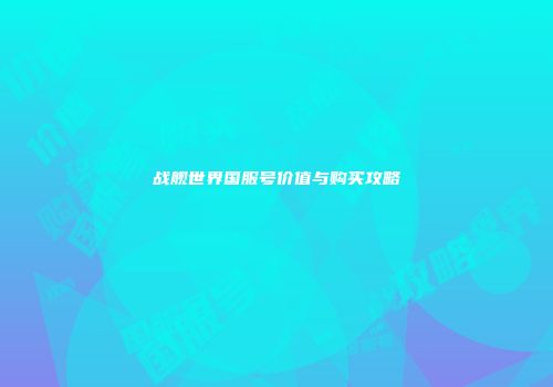 战舰世界国服号价值与购买攻略