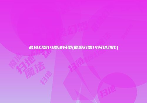 最终幻想14魔法扫帚(最终幻想14扫地动作)