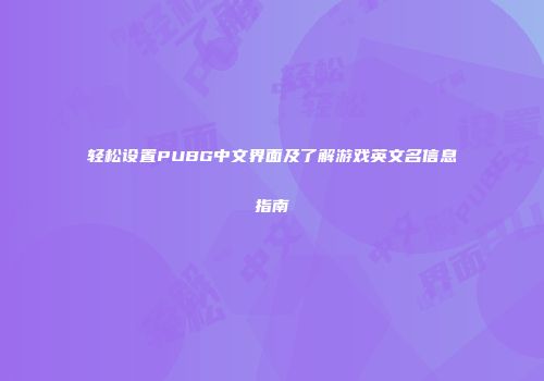 轻松设置PUBG中文界面及了解游戏英文名信息指南