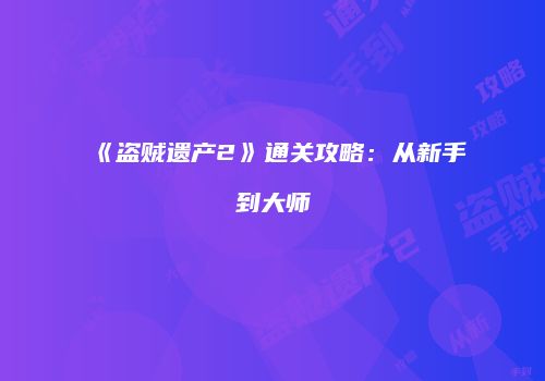 《盗贼遗产2》通关攻略：从新手到大师