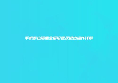 手机泰拉瑞亚全屏设置及退出操作详解