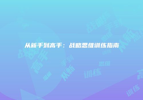从新手到高手：战略思维训练指南