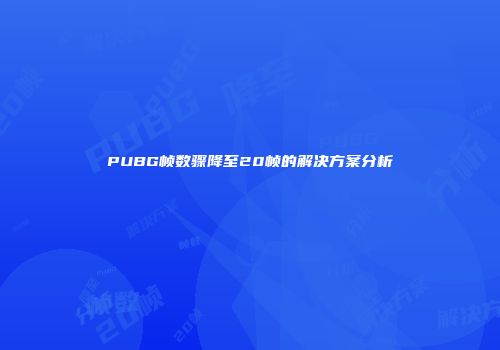 PUBG帧数骤降至20帧的解决方案分析