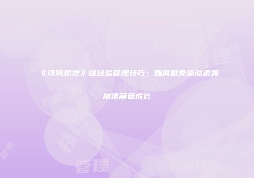 《攻城掠地》级经验管理技巧：如何避免资源浪费加速角色成长