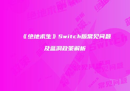 《绝地求生》Switch版常见问题及蓝洞政策解析