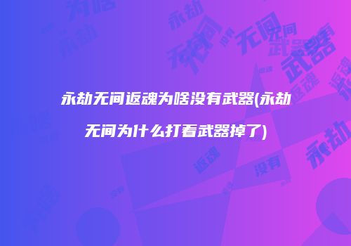 永劫无间返魂为啥没有武器(永劫无间为什么打着武器掉了)