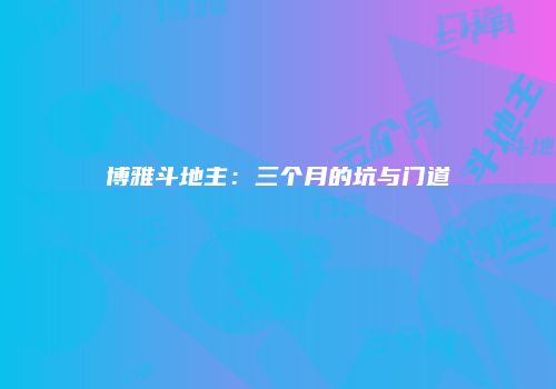 博雅斗地主：三个月的坑与门道