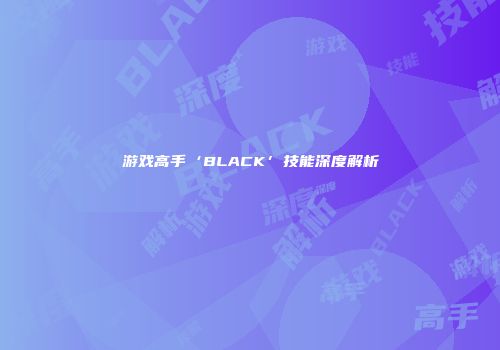 游戏高手‘BLACK’技能深度解析