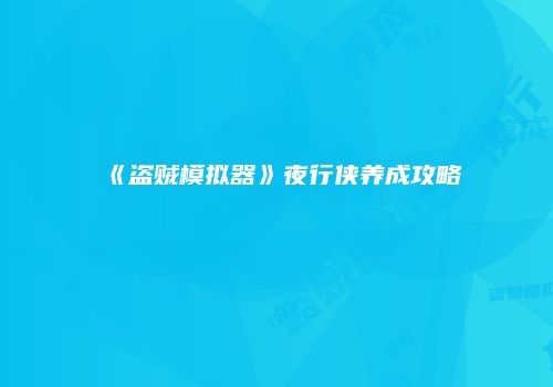 《盗贼模拟器》夜行侠养成攻略