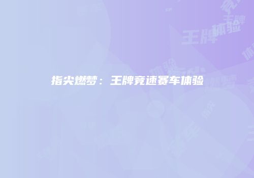 指尖燃梦：王牌竞速赛车体验