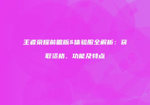 王者荣耀前瞻版&体验服全解析：获取资格、功能及特点